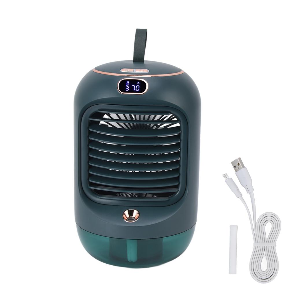 Mini Air Conditioner Humidifier Aromather 3 Gears 5 Blades USB Charging Night Light Water Cooling
