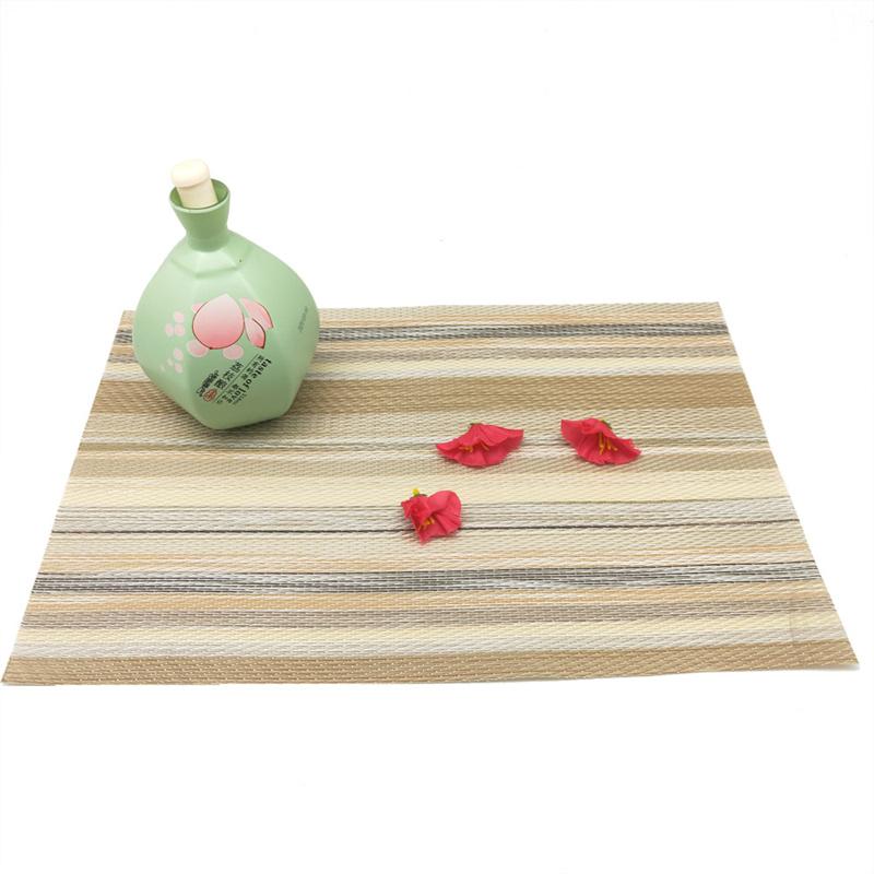 PVC Rectangular Green And Gold Striped Meal Mats Hotel Waterproof Scald Proof Coffee Mat Mesh Cloth Dining Table Mat