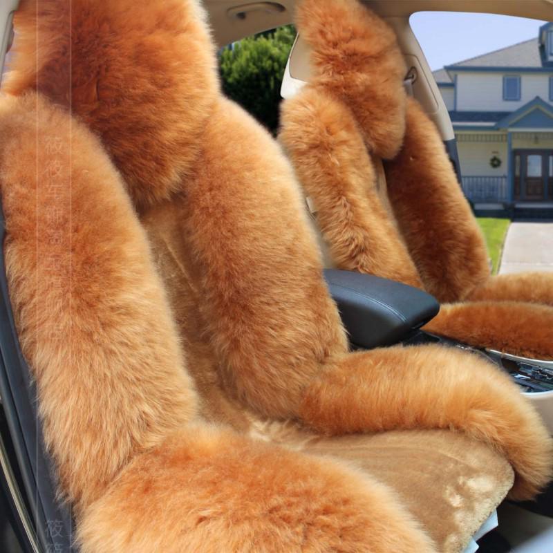 One-Piece Wool Car Seat Cushion - Plush Fur Winter Pad