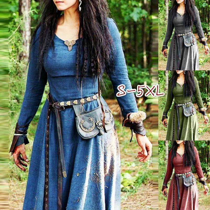 Medieval Renaissance Women Retro Long Dress Carnival Party Fancy Dress Costume