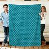 Blue Geometric Pattern Flannel Blanket Soft Cozy Throws Napping Travel Use
