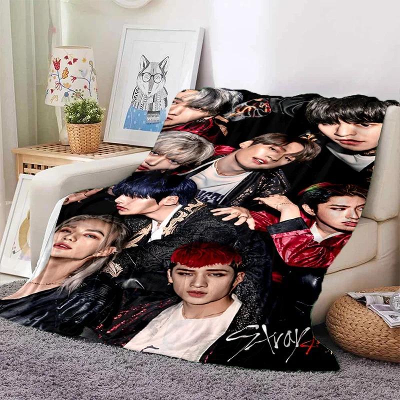 Korea Kpop Stray Kids 3D Singer Soft Flannel Blanket for Beds Bedroom Sofa Picnic,Throw Blanket for Cover Outdoors Leisure Gift