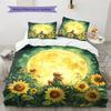 Watercolor Sunflower Pattern Bedding Quilt Set  Home Decoration  Gift (1 * duvet cover + 2 * pillowcase  without core)