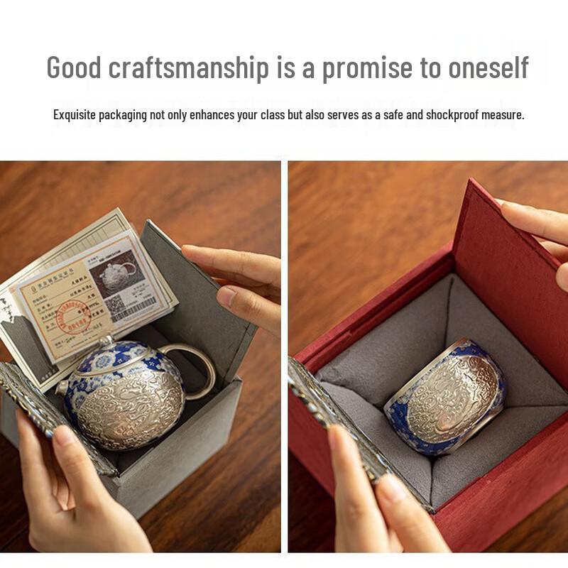 Blue and White Dragon & Phoenix Gongfu Tea Set