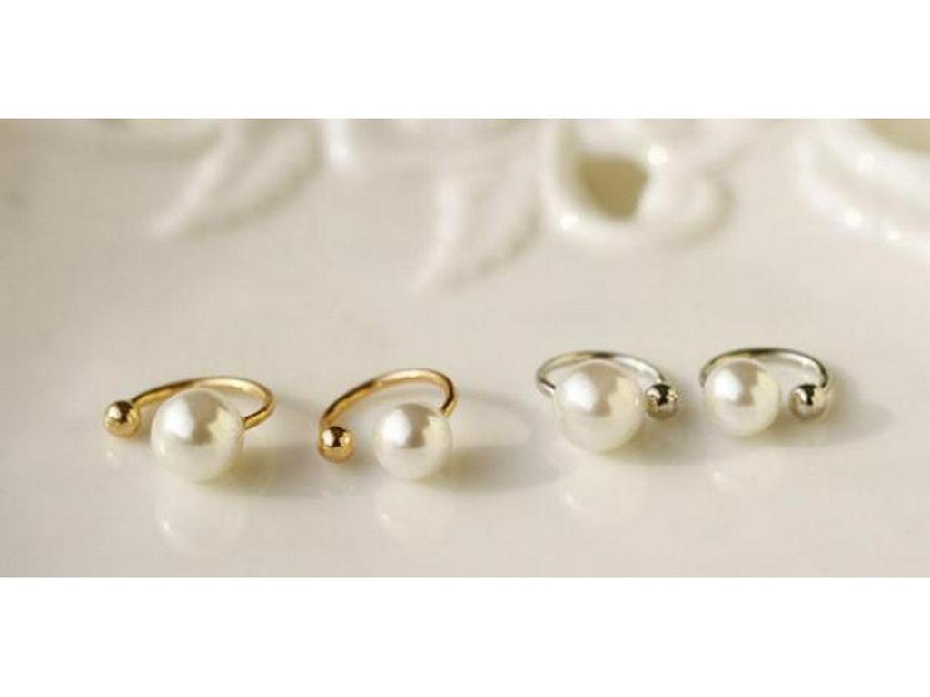 Koreańskie nausznice z perłami w kształcie litery U - Nie wymagają przekłuwania