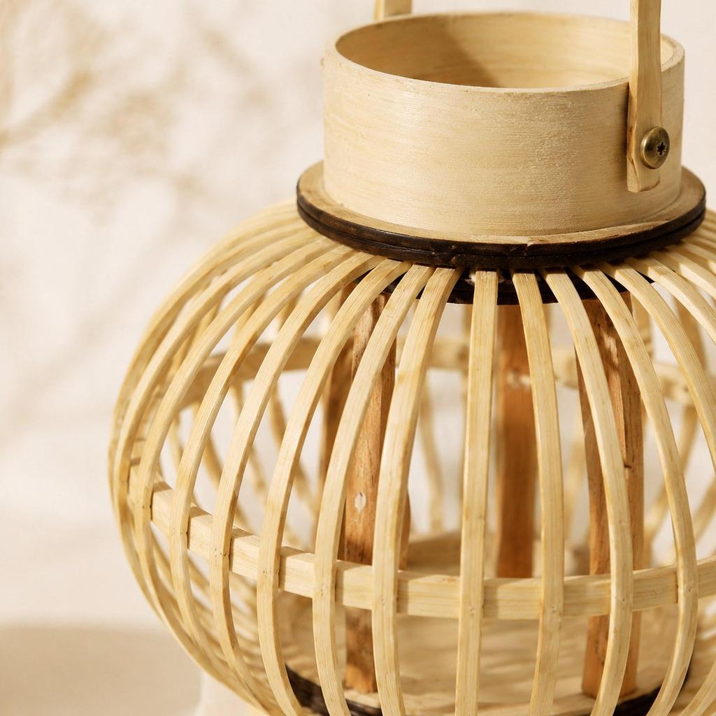 Stylish Woven Bamboo Candle Holder Lantern Rustic Decor for Living Room Table Mantel Farmhouse Home Decorations