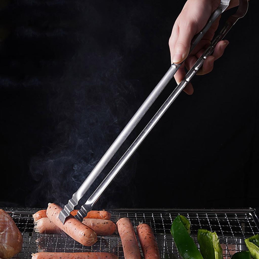 Heavy-Duty Stainless Steel BBQ Grilling Tongs 16 Inch Long. Heat Resistant. Non-Slip Grip. Dishwasher Safe