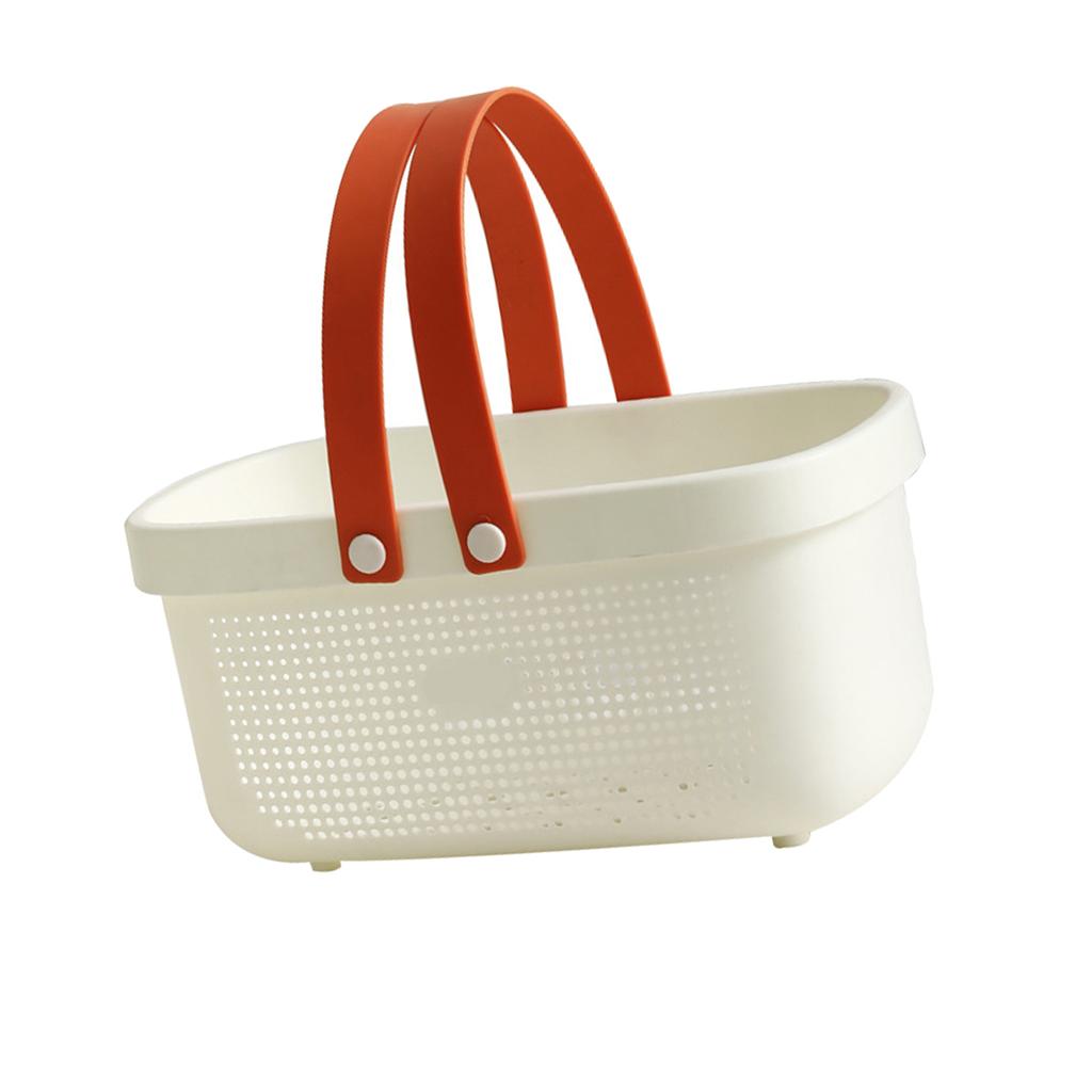 Plastový úložný koš do sprchy s rukojetí, velkokapacitní odtokový organizér na toaletní potřeby