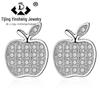 Chinese Style Full Diamond Heart Stud Earrings - Cute, Girlish, and Trendy for Women