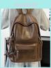 Vintage Korean Style Casual Backpack For Students And Travel With Pu Material