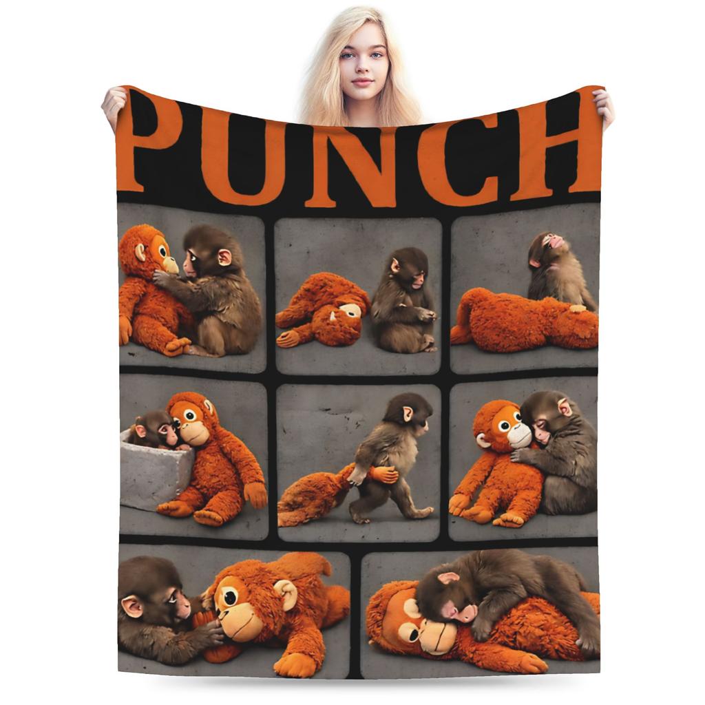 Sad Monkey Punch Blanket Soft Comfy Throw Blanket Winter Adults Girls Outdoor Camping Bedspread