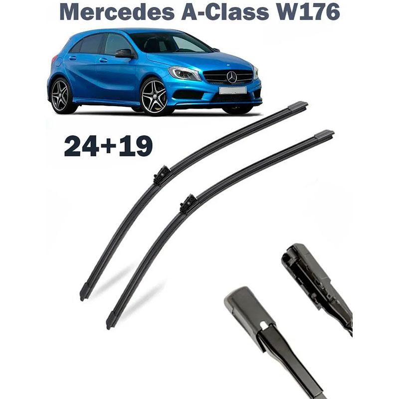 24"+19" Push Button Frameless Wiper Blades 2PCS for A-Class W176, B-Class W246, CLA C117, GLA X156, A1 8X, F20