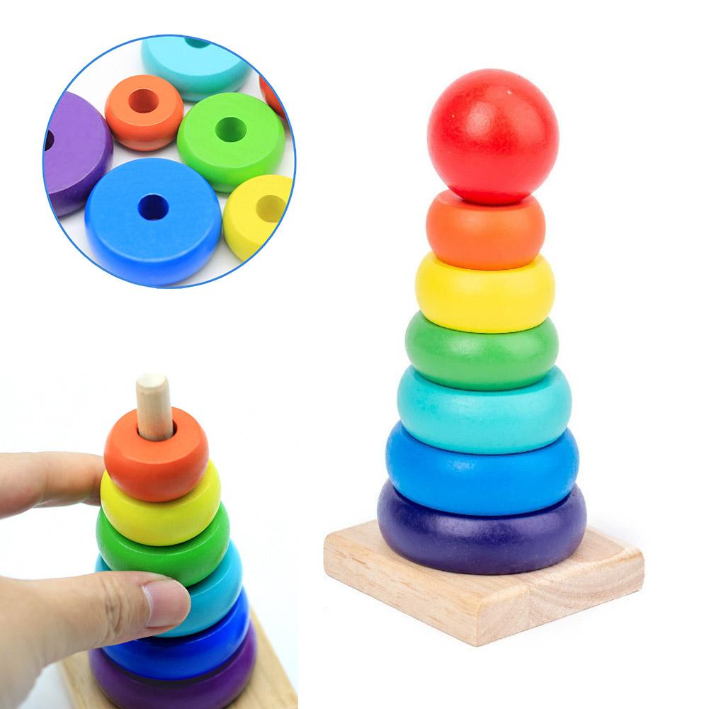Montessori Rainbow Tower Stacker Baby Stacking Toys for Babies Building Blocks Games Early Development Tower Sensory
