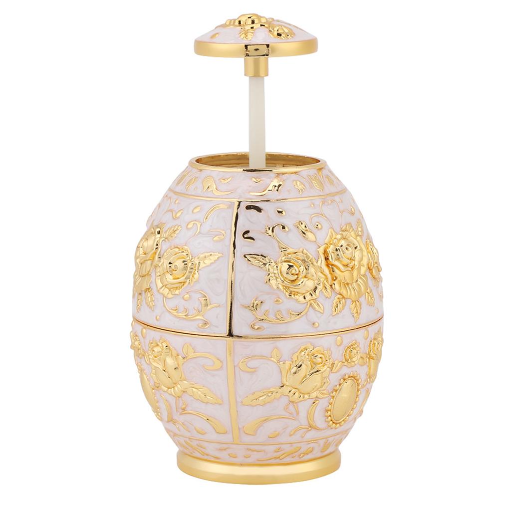 1pc Metal Zinc Alloy Toothpick Holder Flower Pattern Hand Press Toothpick Dispenser