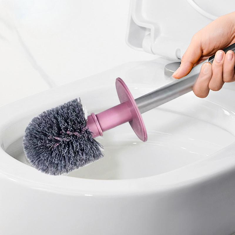 Sada WC štětky s držákem, 360° čištění & nástěnná montáž bez vrtání, prostorově úsporný koupelnový organizér