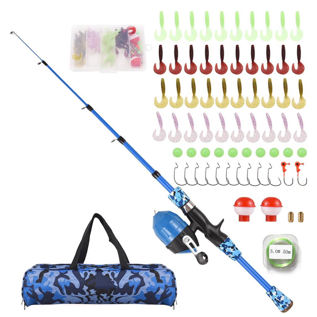 Portable Lightweight Kids Fishing Pole Telescopic Fishing Rod and Reel Combo Kit with Fishing Lures Fishing Lines Fishing Hooks