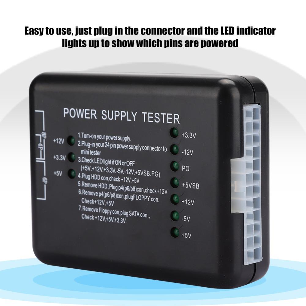 LED Indicator Light Power Supply Tester 20/24 Pin Computer Power Supply Checker  PC Power Supply