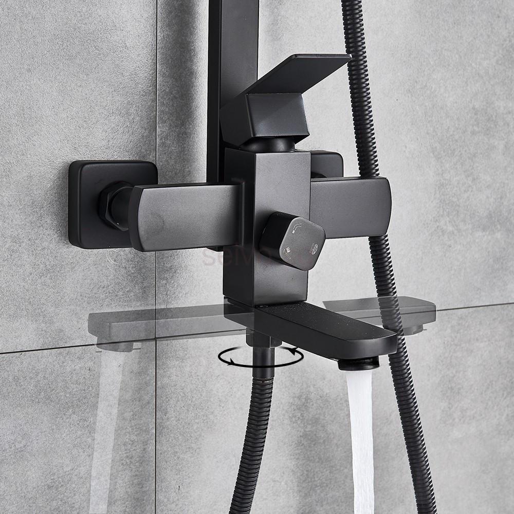 Bathroom High Pressure Rain Shower System 12" Large Shower Head Rainfall Mixer Stainless Steel Shower Set