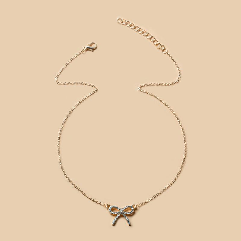 Bow versatile necklace women's sweet temperament collarbone chain simple and high-end summer necklace accessories