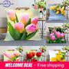 Tulpenblumen Kissenbezug Schlafzimmer Zuhause Büro Dekorativ Quadratisch