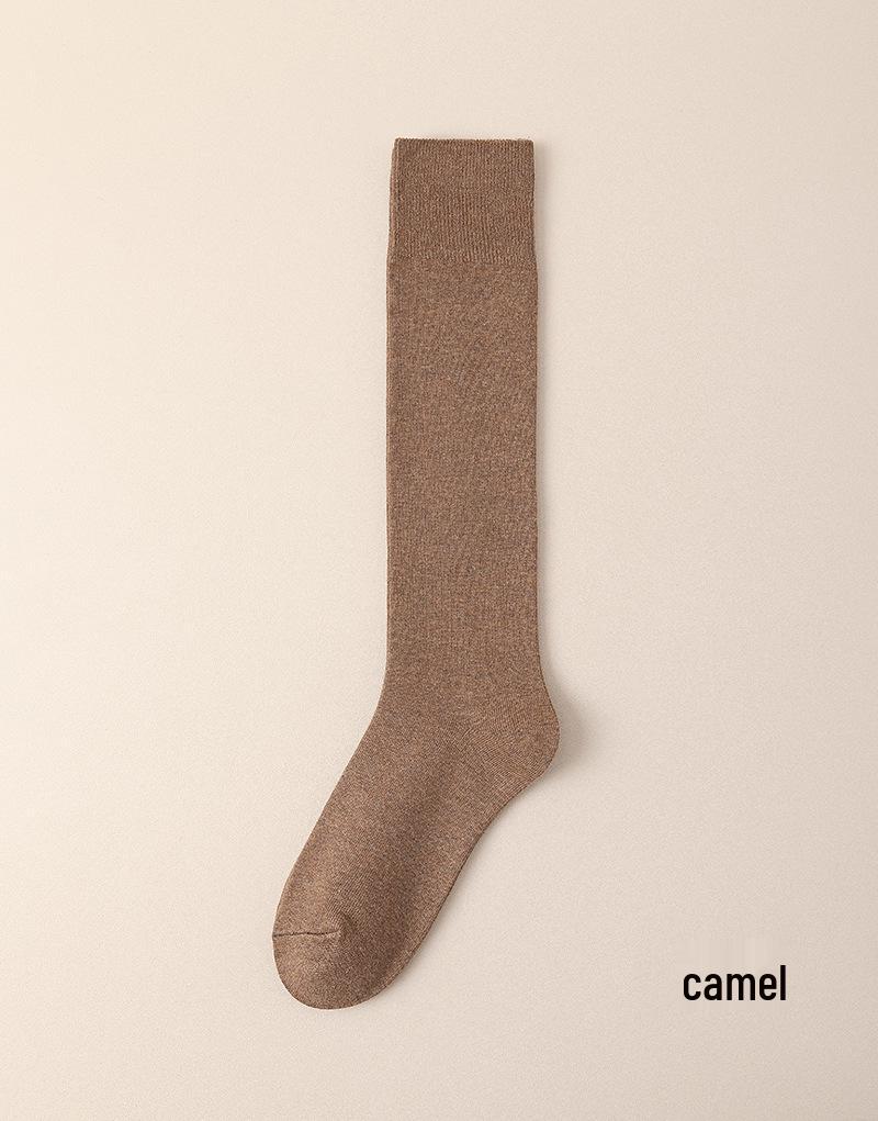 

Оформление: Милые облегающие шоколадные хлопковые гольфы в рубчик - Осенне-зимние универсальные One Size (Fits 35-40) верблюд