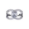 Wind Slightly Set Zircon Ring, Creative Cross Set Diamond Elegant Hollow Women'S Ring
