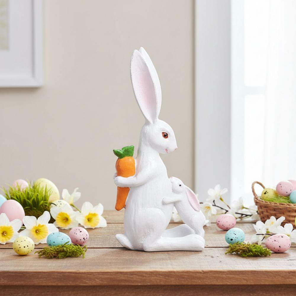 Cute Resin Rabbit Ornament Cartoon Easter Decoration Easter Bunny Statue Ornament  Party Decoration