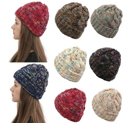 Women Fashion Casual Multicolor Outdoor Stacking Hats Crochet Knit  Cap