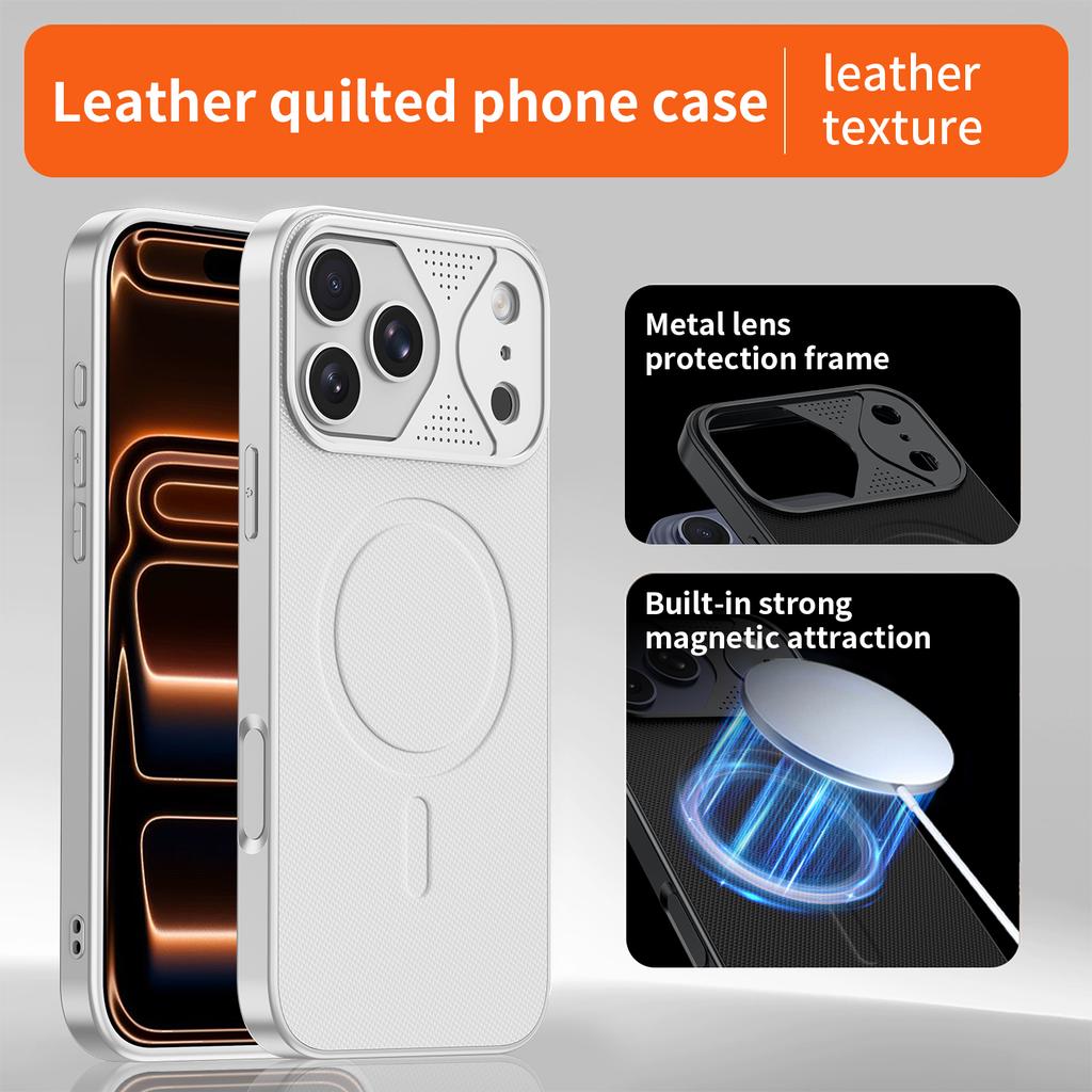 Original Business PU Leather For MagSafe Magnetic Phone Case For iPhone 13 14 15 16 17 Pro Max Metal Lens Frame Protect Cover