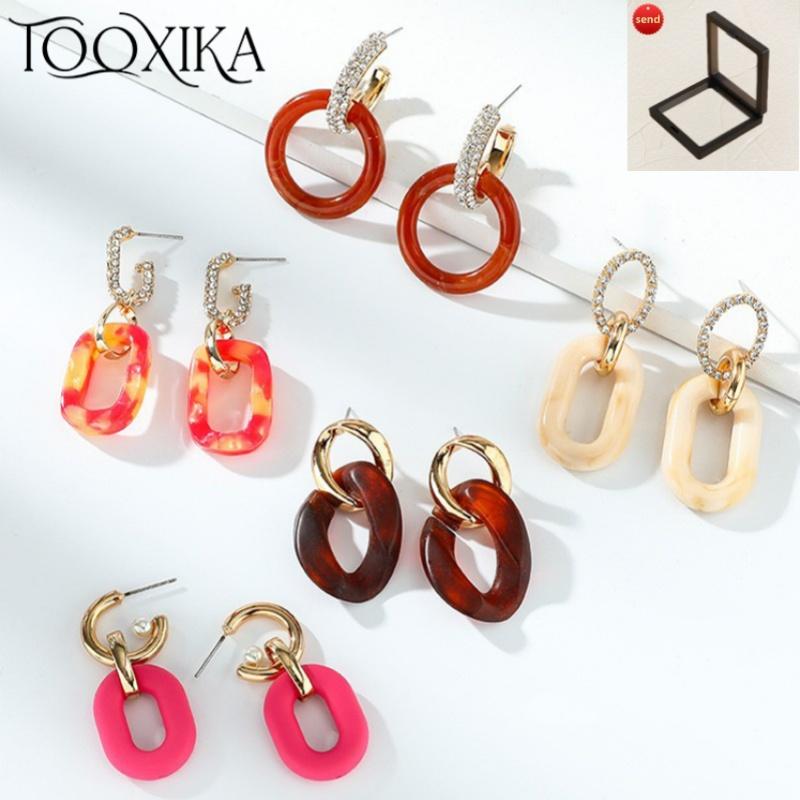 

Tooxika Simple Chain With Earrings For Women, Resin Acrylic Alloy Diamond Earrings