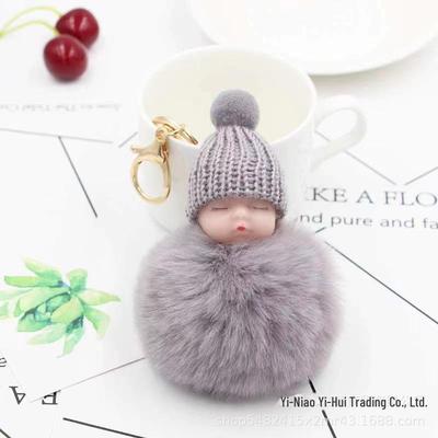 KOOROL Schattige Baby Pluizenbol Pluche Sleutelhanger - Perfect voor Tassen en Auto's