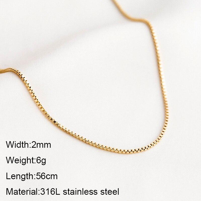 Gold Box Necklace for Women Choker 316L Stainless Steel Necklace Chain Simple Clavicle Chain Necklace Women Jewelry