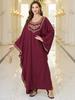 EDOLYNSA 2025 Elegant Plus Size Kaftan Women's Retro V-Neck Batwing Sleeve Long Dress Sexy Beach Swimsuit Cover-up Q1775-4131