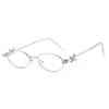 Bling Oval Women Eyewear Y2k Anti-Blue Light Spectacles Simple Rhinestone Sunglasses  Travel