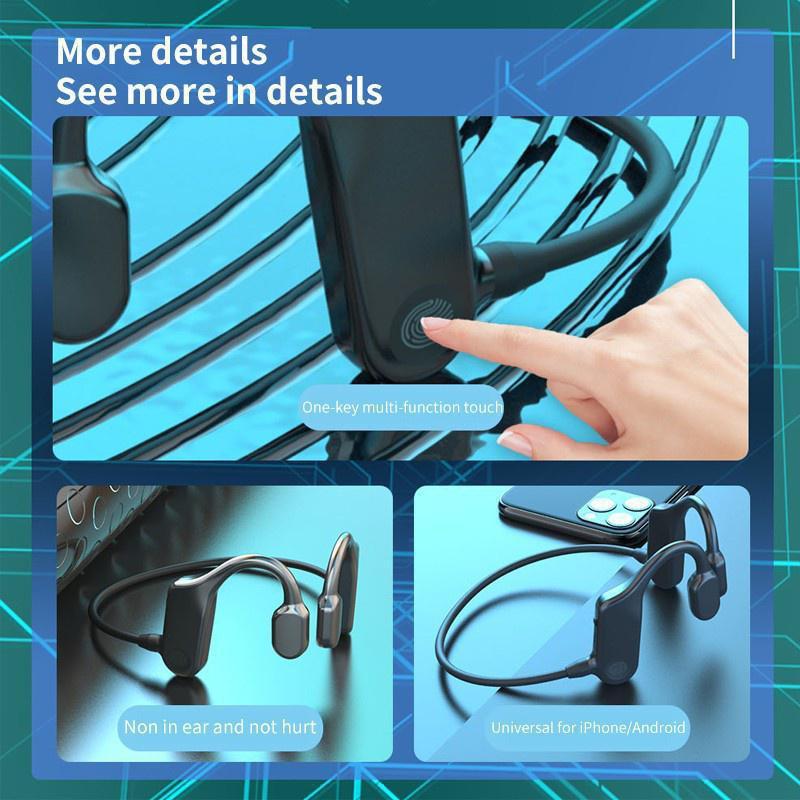 Bone Conduction Headphones Bluetooth Wireless Sports Earphone Waterproof Headset Stereo Hands-free with HD Microphone