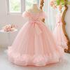 Flower Girl Princess Dress For Weddings Summer Kid Formal Bow Long Gown For School Evening Party Children New Year Cloth ALP628