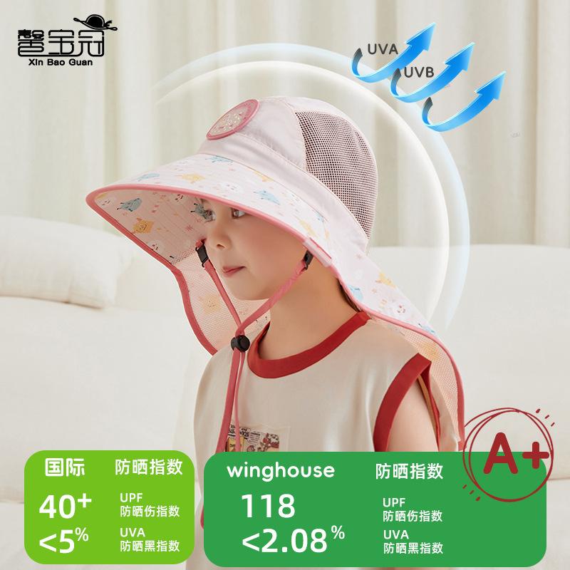 Kinderhut Cartoon niedlich Visor Jungen und Mädchen Outdoor Reise Sonnenschutzhut große Krempe Schal atmungsaktiver Fischerhut