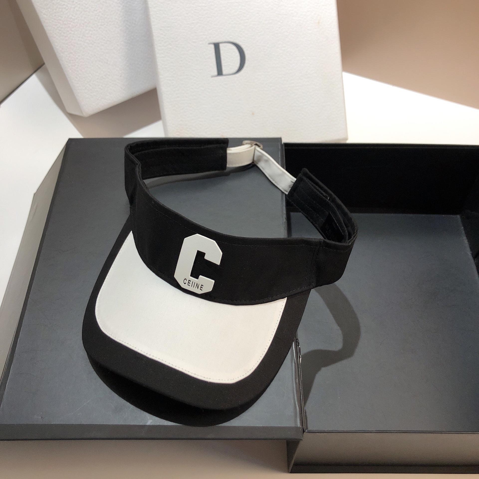 

Summer C Letter Tennis Sport Empty Top Hat Internet Celebrity Street Shot Black And White Versatile Sunshade Running Cap Woman Adjustable чорний