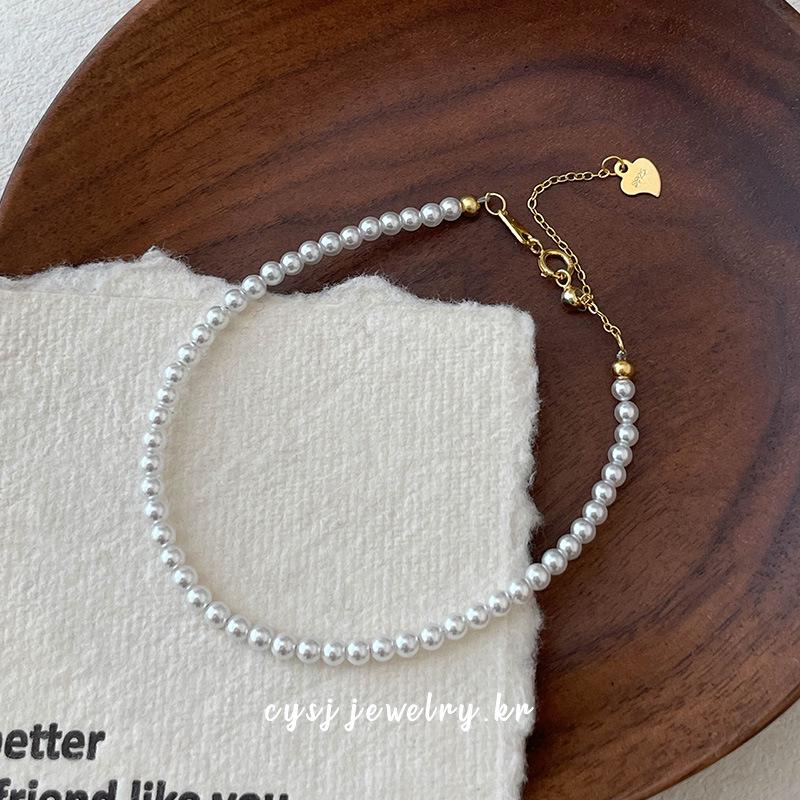 Cui Yan S925 Sterling Silver Korean Style White Pearl Bracelet for Women - Exquisite Hand Chain