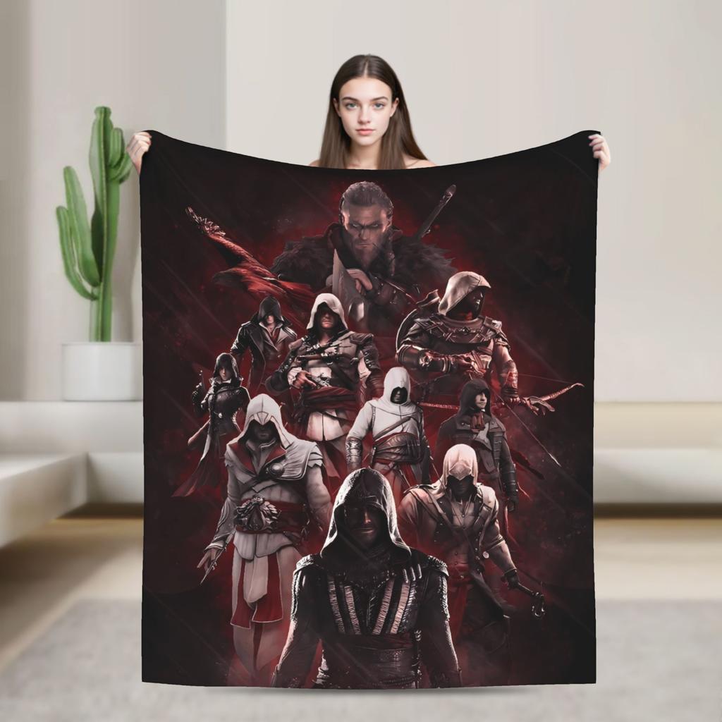 A-Assassins Game C-Creeds Fashion Flannel Blanket Warm Soft Bedding Throws for Home Decor Airplane Bedspread Sofa Bed Cover