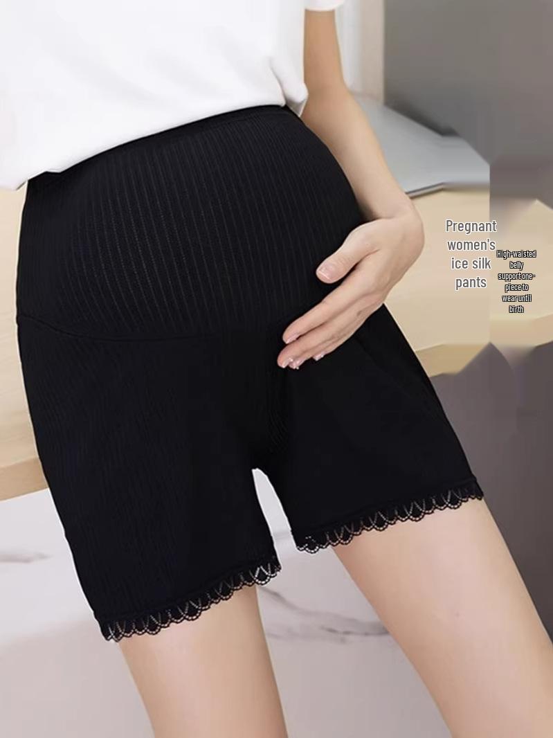 

Maternity Ice Silk Loose Fit Plus Size Shorts with Anti-Exposure Base Layer L (weight 115-145)