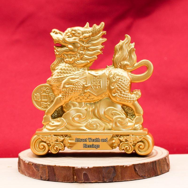 Fucai Qilin Metal Ornament: Fortune-Attracting Home Decor Gift Craft
