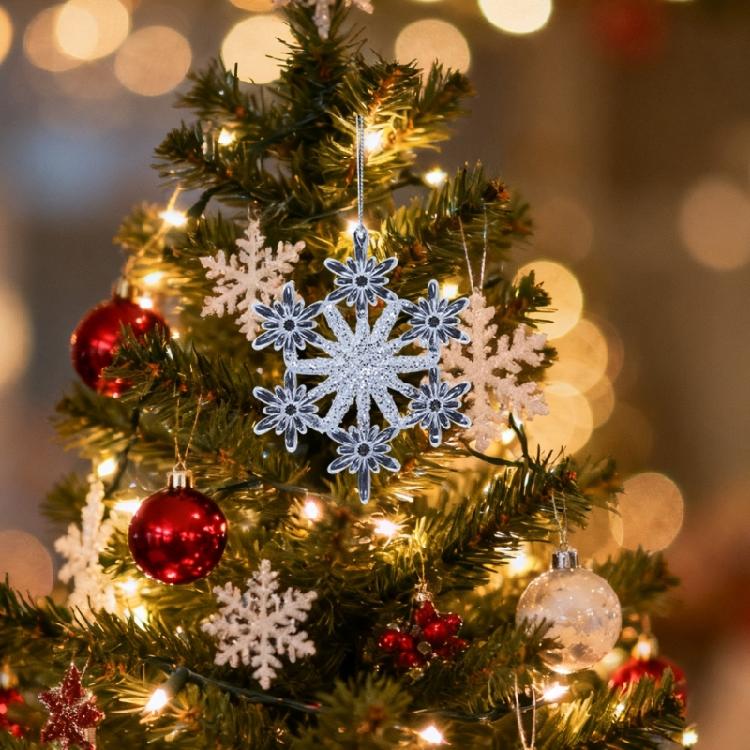 Sparkling Snowflake Deer Butterfly Pendant Shatterproof Clear Acrylic Holiday Hanging Ornament Christmas Tree Decoration