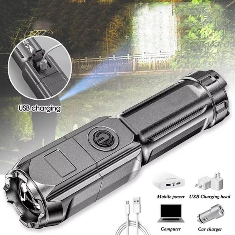 Super Bright Flashlight USB Rechargeable LED Long Range Tactical Torch Lamp Outdoor Waterproof Camping Fishing Light Flashlight