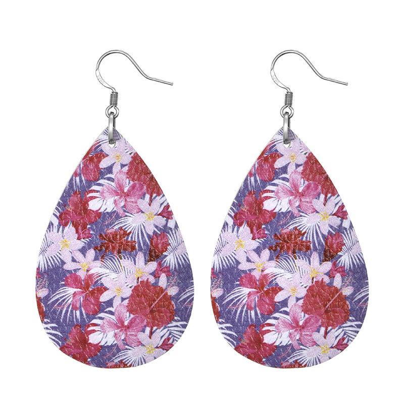 Summer Fashion Lightweight Faux Leather Earrings for Women Fruit Leaf Beach Teardrop Drop Dangle Earrings Jewelry Gift Wholesale