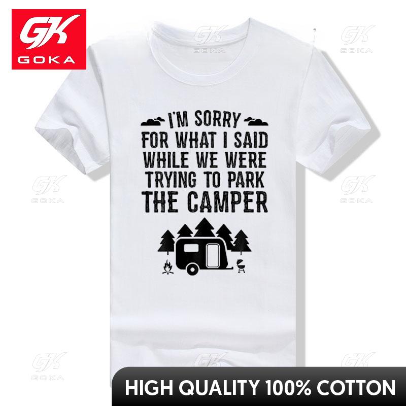 

Sorry for What I Said While Parking Gift Funny RV Camping TShirt Hiking Travel Trip Outdoors Graphic Tee Tops Camper Outfits S