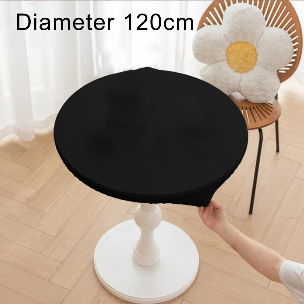 PU Leather Waterproof Table Cover Round Shape 120cm Diameter with Secure Fit and Heat Resistance for Weddings and Home Use