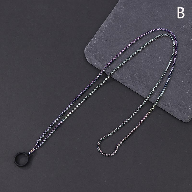 Anti-Lost Pen Lanyard Anti-Drop Portable Metal Chain Necklace Lanyard Metal Lanyard Sling Snake Bone Chain With Rubble Ring