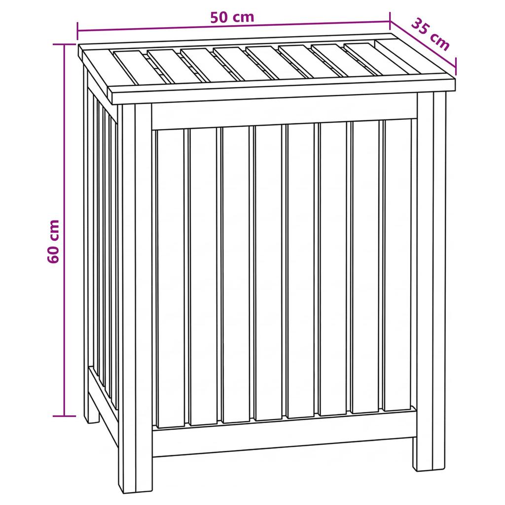 Laundry Basket Natural 50 x 35 x 60 cm Solid Teak Wood