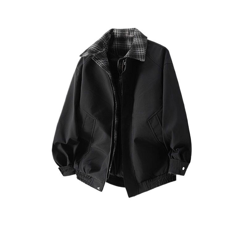 Men's Spring/Fall British-Style Plaid Patchwork Jacket with Flight Collar In Maillard Brown